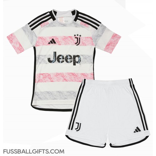 Juventus Fußballbekleidung Auswärtstrikot Kinder 2023-24 Kurzarm (+ kurze hosen)